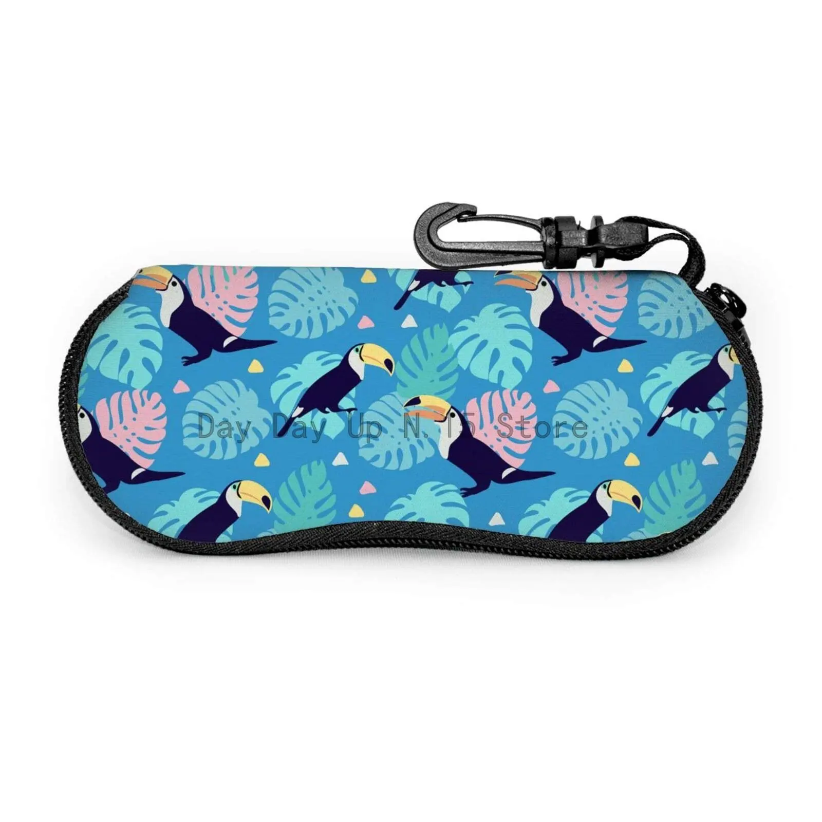 Tropical Birds Soft Sunglasses Case for Women Men Portable Neoprene Zipper Eyeglass Case