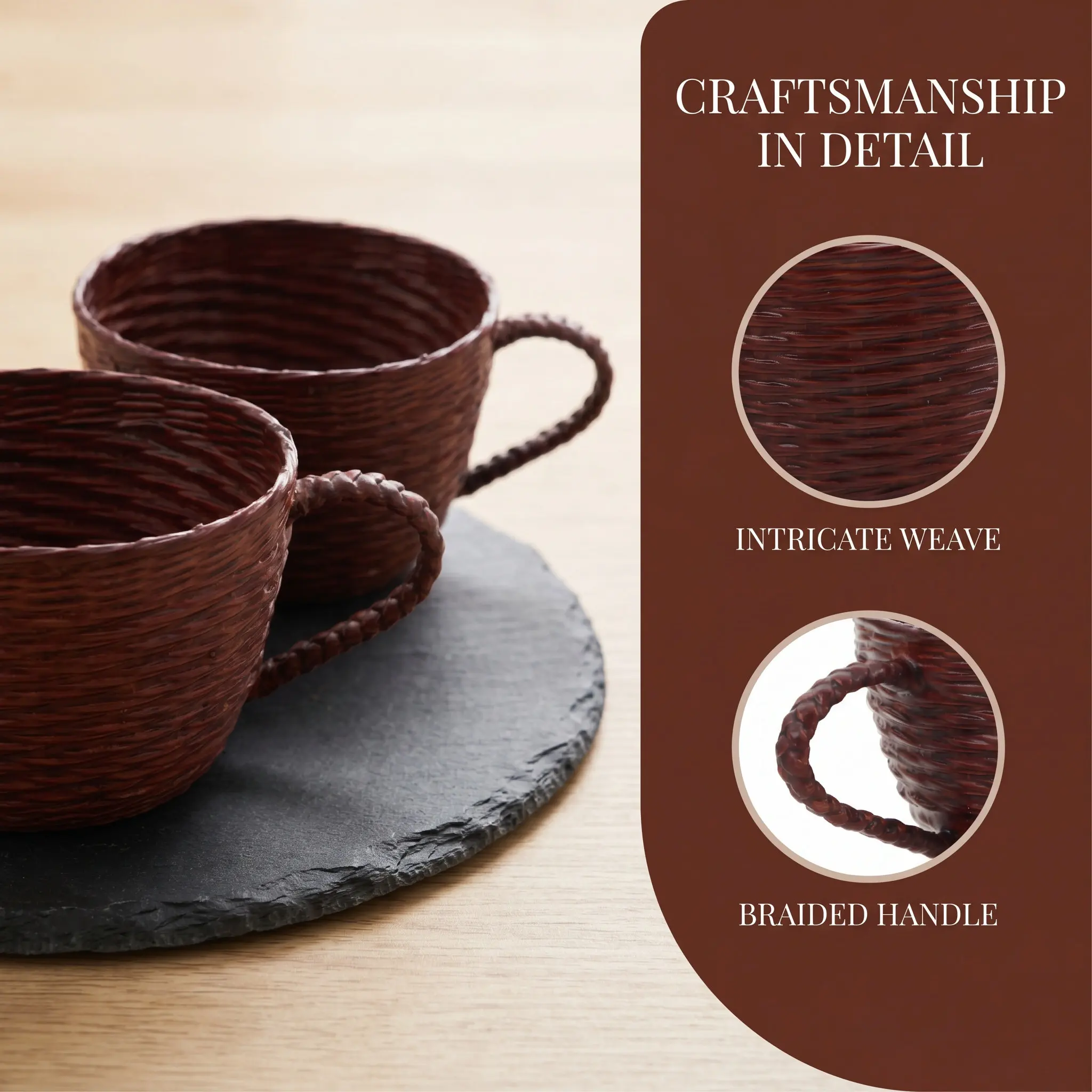 Handmade Bamboo Tea Cup 150Ml Heat Resistant Retro Woven Mug Rustic Vintage Woven Coffee Cup Farmhouse Tea Mug
