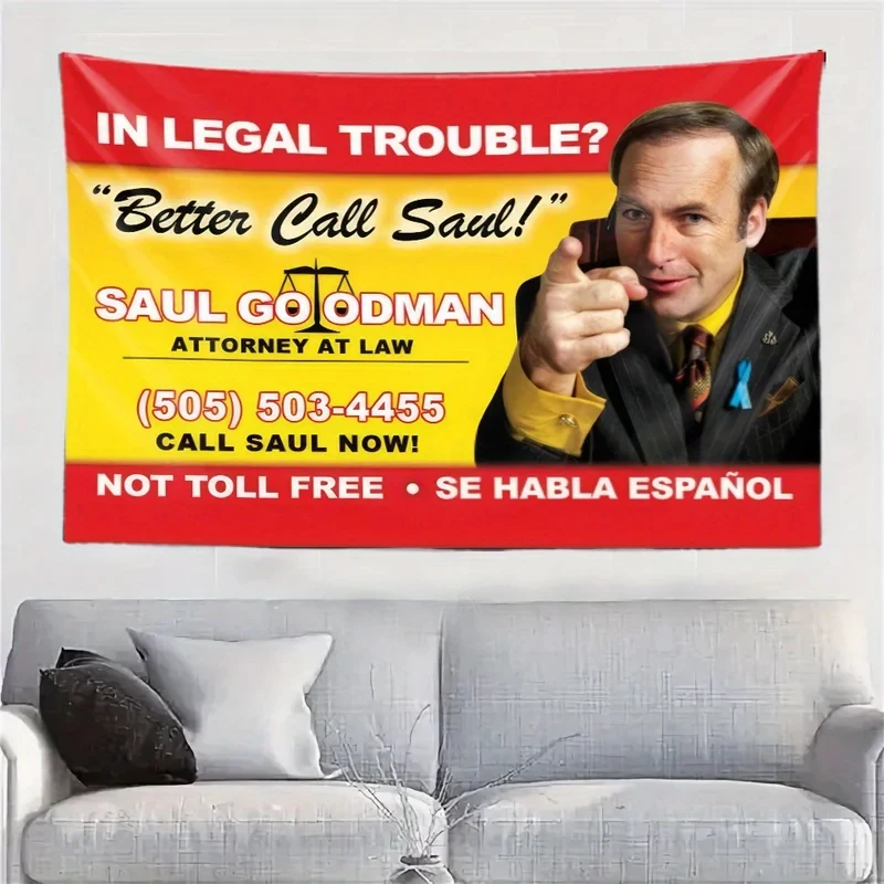 VIKAMA Better Call Saul Wandteppich Saul Goodman TV-Serie Wandbehang Lustiges Anwalt-Poster Ästhetische Wohnheim-Dekoration Stoff