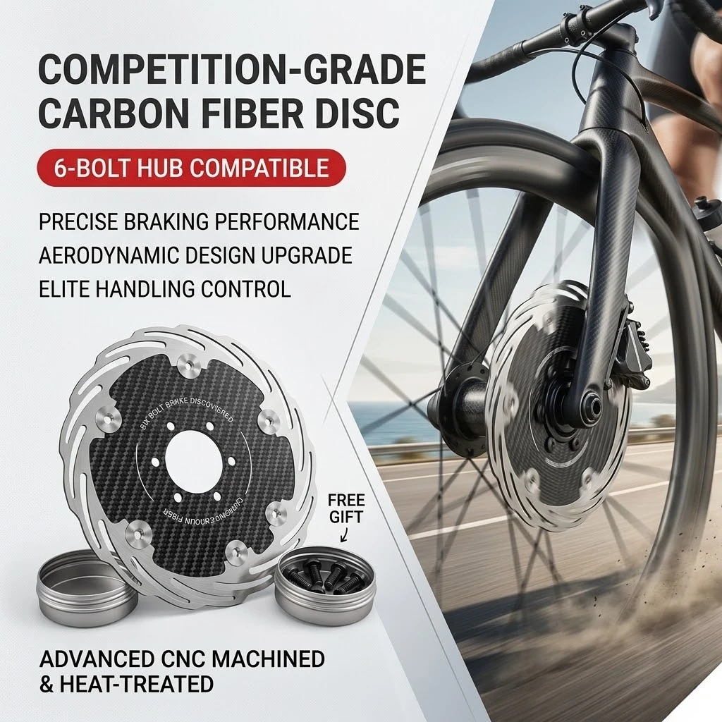 Rotor de 6 Pernos Ultraligero de Fibra de Carbono de 160/180 mm con Disipación Rápida de Calor, Freno de Disco Flotante para Accesorios de Bicicleta de Montaña y Carretera