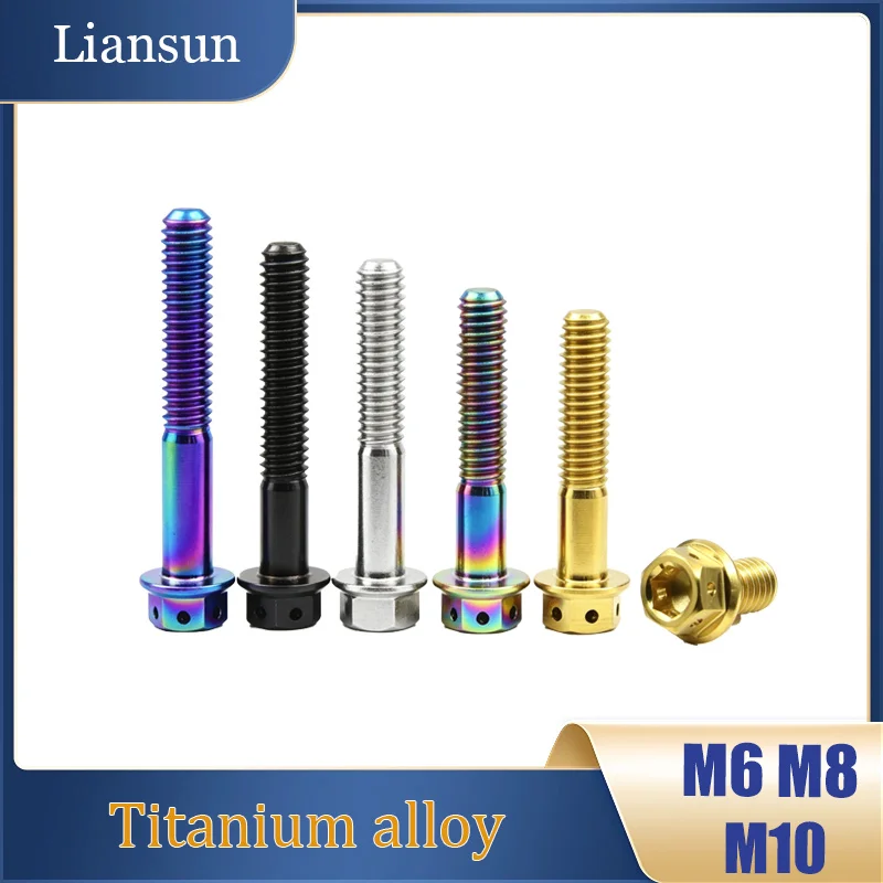 

2pcs Titanium Alloy Flange Hexagonal Bolts M6 M8 M10 Flange Inner Outer Hexagon Screw for Motorcycle Disc Brake Refitte