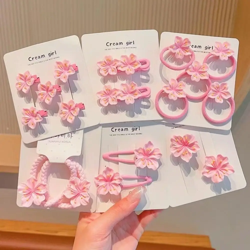 

2/5PCS Fashion Resin Hair Clip Mini Cherry Blossom Sweet Fairy Hairpins Sweet Headrope Girls
