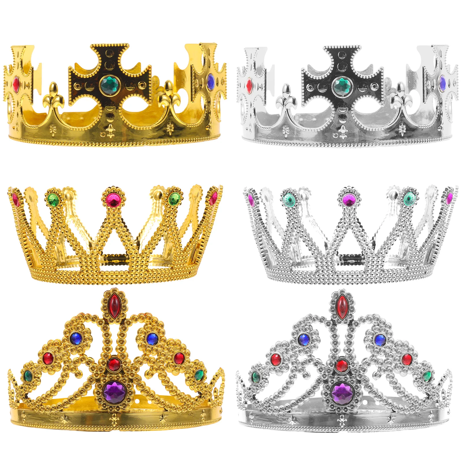 

6Pcs Crown Headbands Party Decoration Costume Crowns for Halloween Birthday Prom Wedding Cosplay Holiday Celebration
