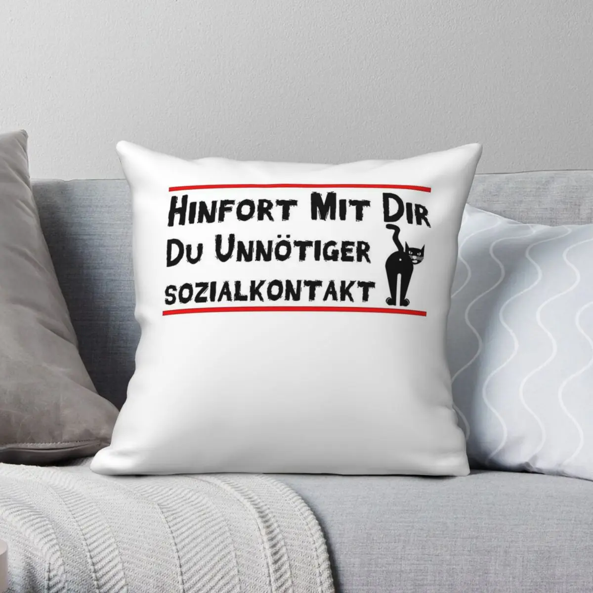 Hinfort Mit Dir Du Unnotiger Sozialkontakt Square Pillowcase Polyester Linen Velvet Printed Throw Pillow Case Sofa Cushion Case