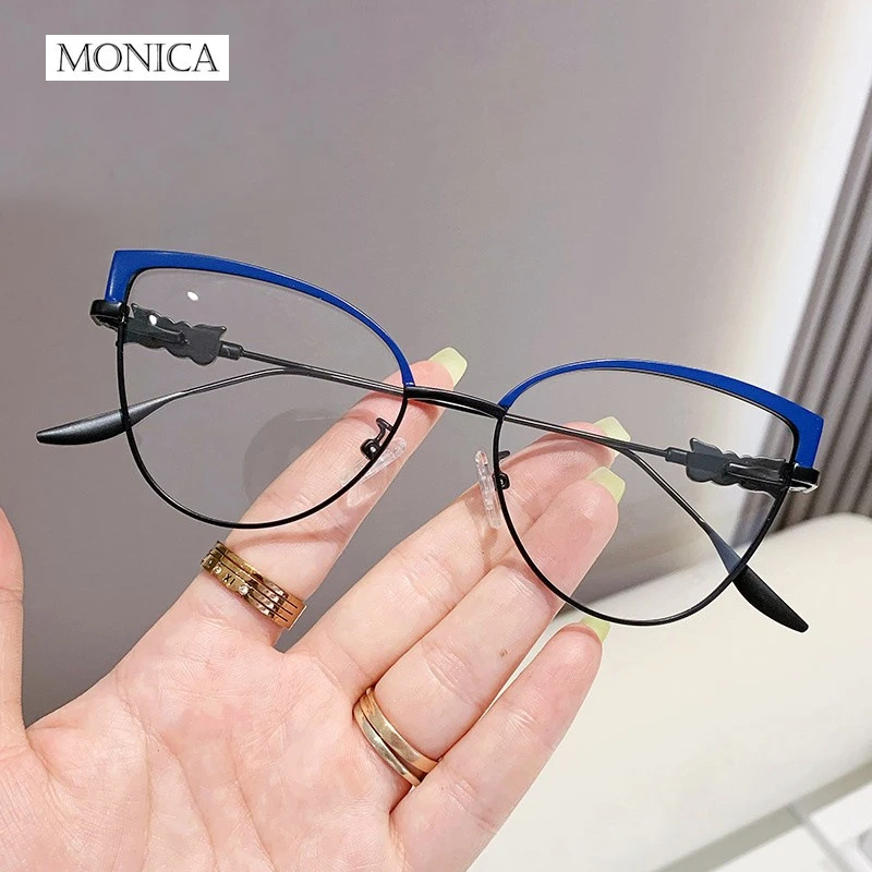 Half Frame Metal Anti Blue Light Glasses Women's Fashion Computer Goggles Optical Glasses Frame gafas mujer anti luz azul