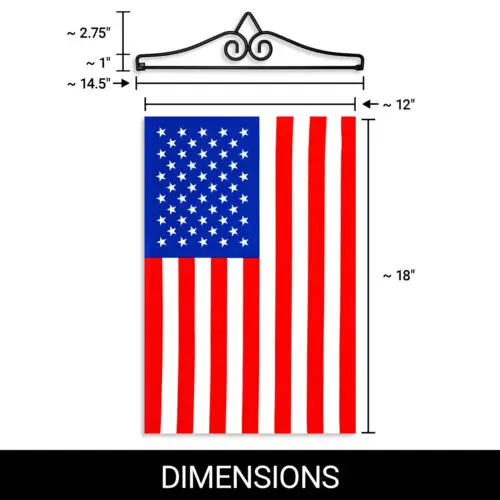 Garden Flag USA 12x18IN & Hanger 14IN Printed Poly