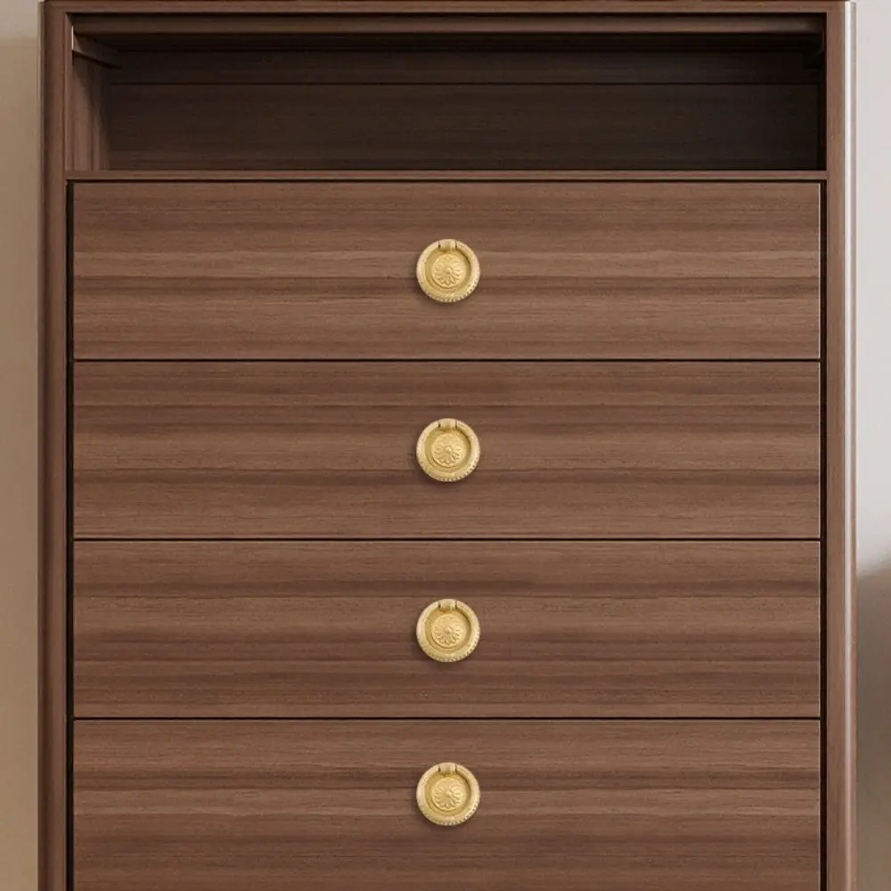 Trendy Retro Retro Knob Brass Handle Vintage Furniture Hardware Cabinet Door Knobs Push-pull Gold Wardrobe Drawer Pulls Dresser