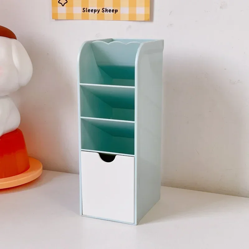 Creative Multifunctional 4 Grid Desktop Organizer Pen Holder, Kawaii Creative fashion oblique wheat stalk