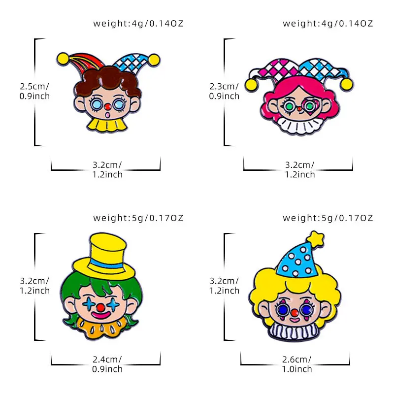 Cute Clown Enamel Brooches Colorful Figure Buffoon Pins For Women Girls Bag Hat Clothes Jewelry Decoration image 6