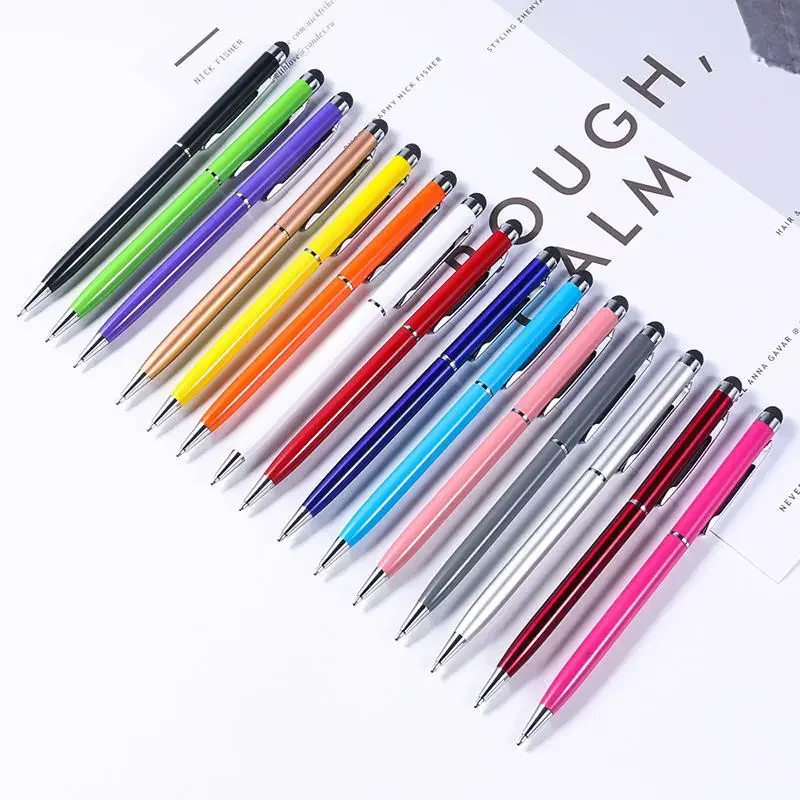 

100pcs Mini Metal Universal Touch Screen Stylus Roller Ballpoint Pen 2 In 1 For iPhone iPad Samsung Smartphones Free Custom Logo