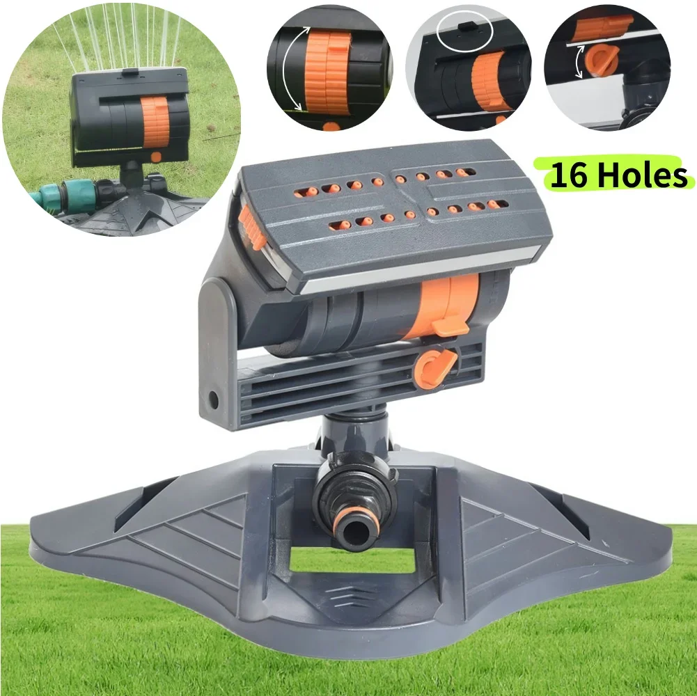 New Automatic Garden Sprinkler Adjustable Large Coverage Lawn Sprinkler 16 Holes Rotating Lawn Sprinkler for Outdoor Yard Garden