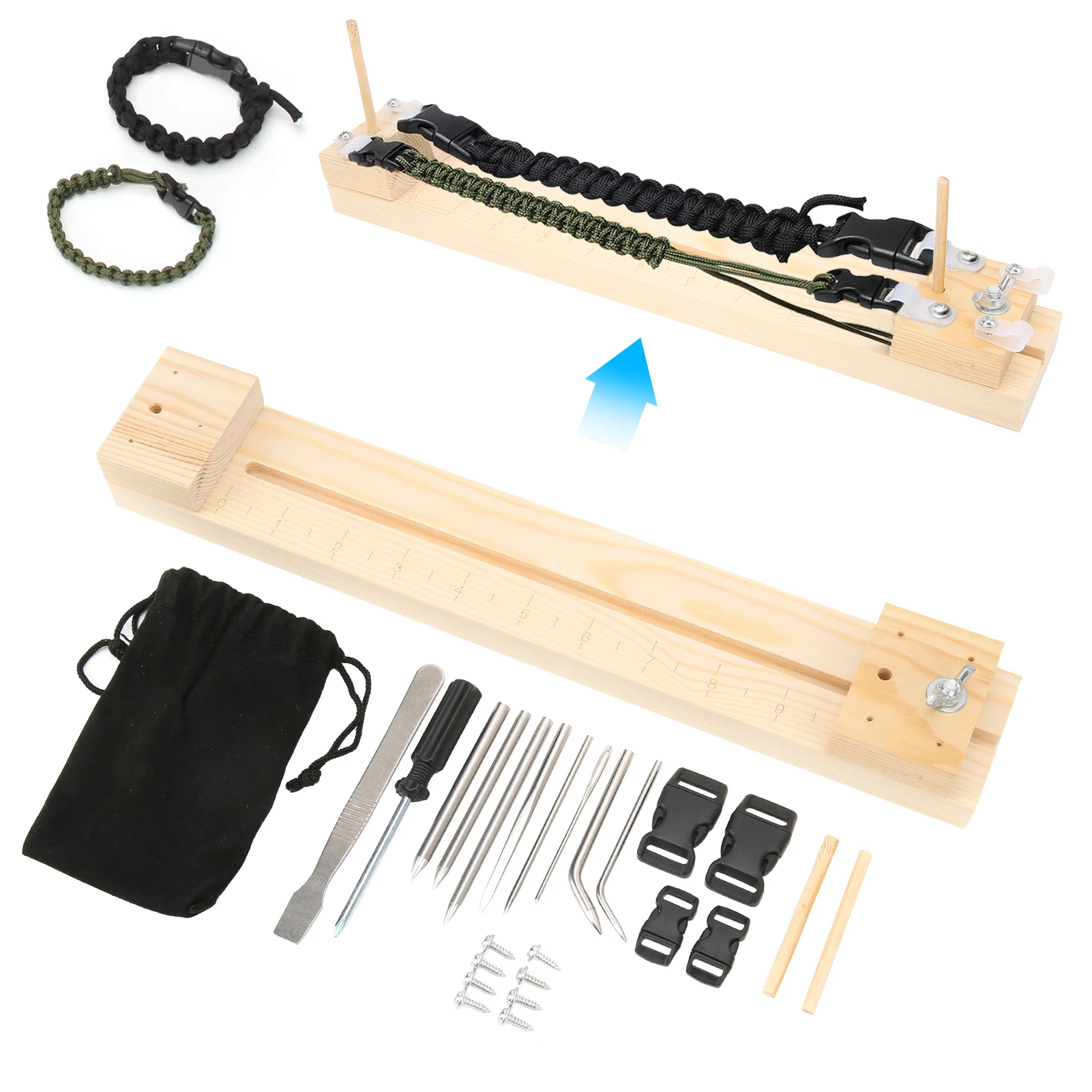 

Sturdy Paracord Weaving Frame Set, Paracord DIY Bracelet Weaving Tool Set with Steel Needles for Outdoor Enthusiasts