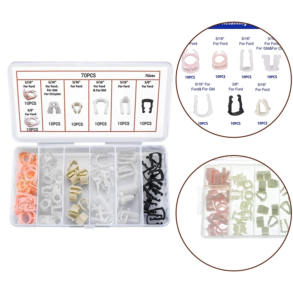 70Pcs Automotive Universal Fuel Pipe Fixing Clip Combination Kit  Swordfish 61280 Fuel Line Retainer Clip Assortment For Ford