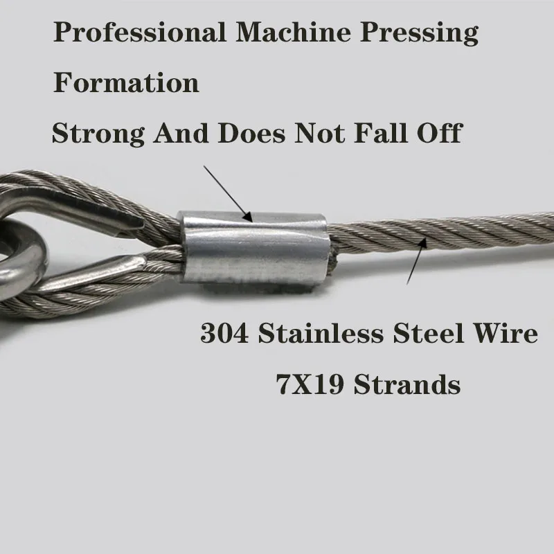 Offroad Vehicle Lifting Tow Rope Emergency Rescue Tow Rope 304 Stainless Steel Wire Rope 5mm-0.2t / 6mm-0.3t / 8mm-0.5t