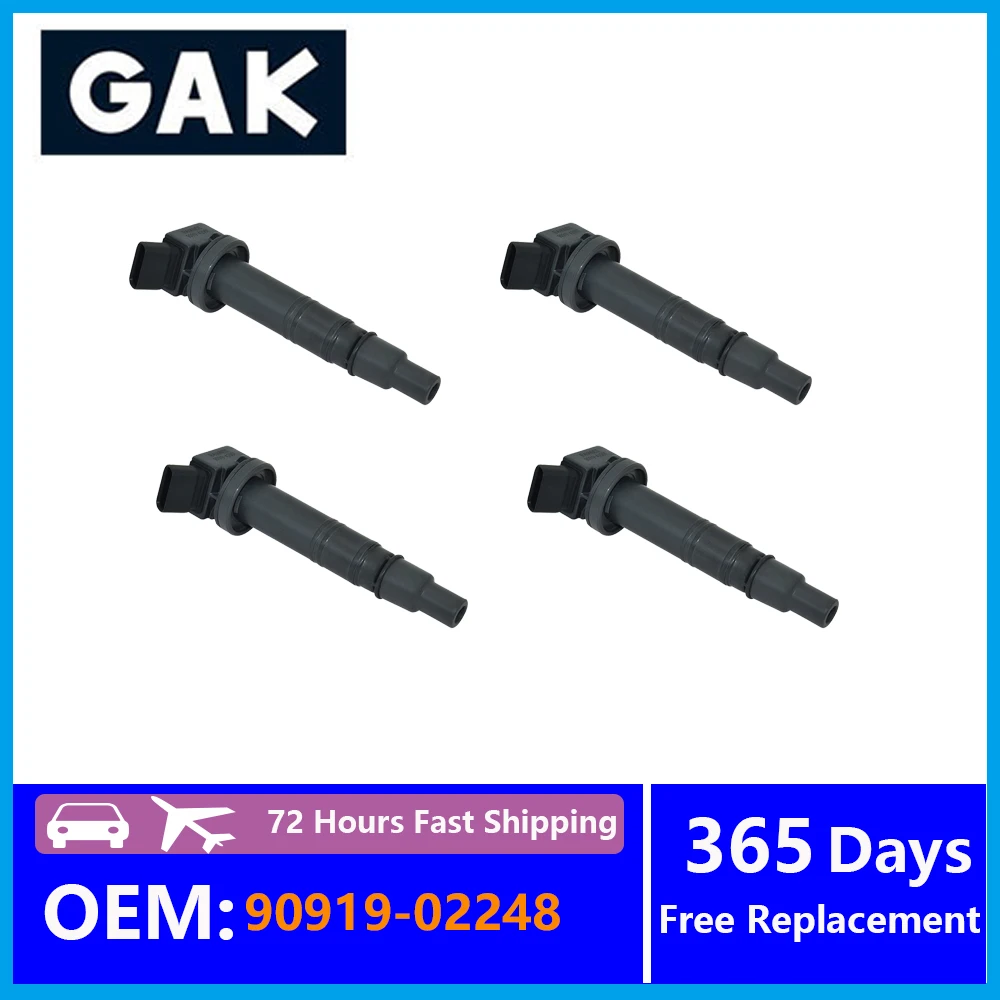 4PCS 90919-02248 GAK Ignition Coil Accessories For Toyota AVENSIS CAMRY LAND CRUISER PRADO PREVIA II RAV 4 YARIS Lexus GS RC IS