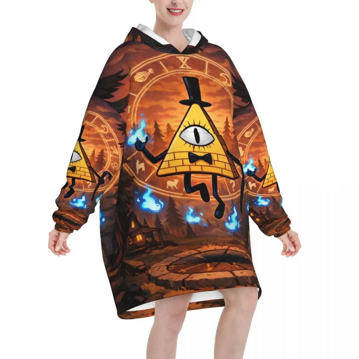 Gravitys Falls Blanket Hoodie Wearable Blanket Large with Pocket Warm Sleeping Bag Soft Cozy Onesie