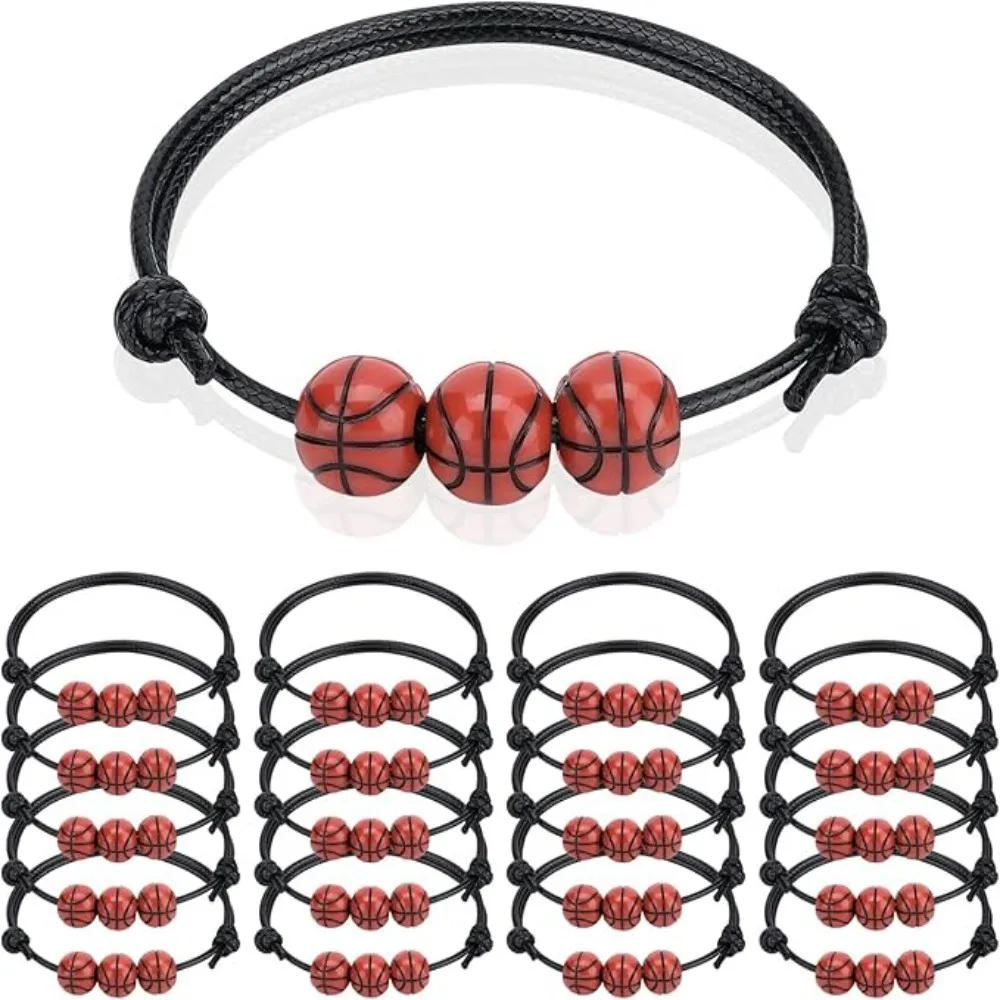 10pcs Sports Party Gift Bracelets - Adjustable Beaded Ones (Football/Basketball/Baseball/Volleyball) & Inspirational Wristbands view 5