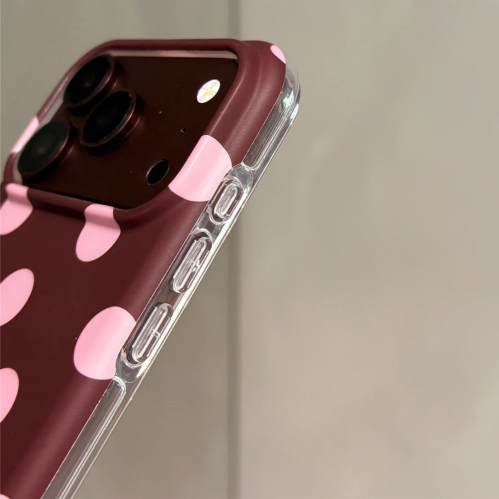 Beliebte Retro-Handyhülle mit großen Polka Dots in Burgunderrot für iPhone 18 Pro Max 17 16 15, stoßfeste Schutzhülle aus IMD TPU – Detail 12
