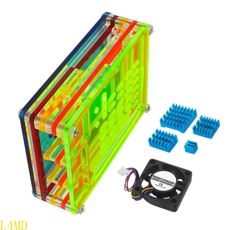 L4MD -Hülle für RPI 5 PC -Boarad Acrylabdeckungskoffer Optionales Kühllüftergehäuse