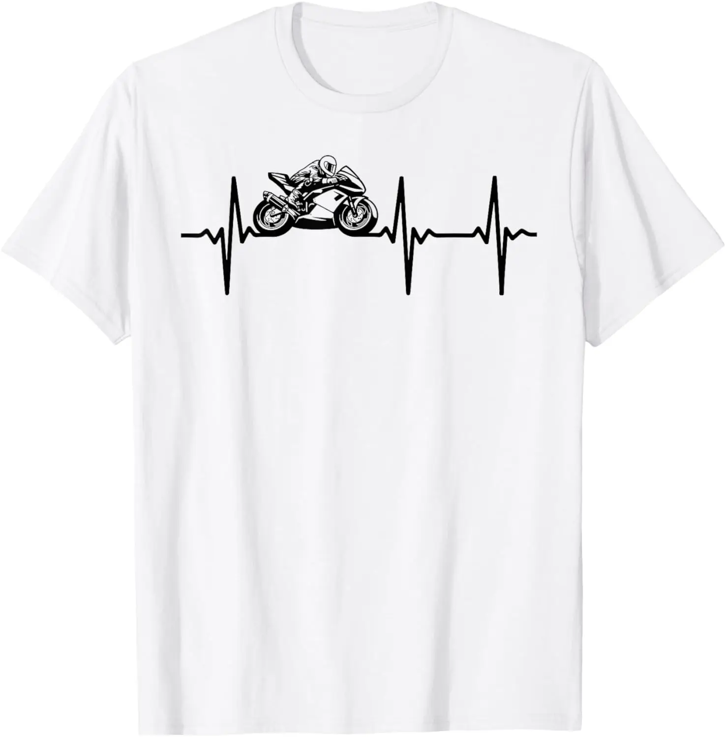

Гоночный мотоцикл Heartbeat Мотоцикл Гонки Мотоцикл Футболка Мотоцикл