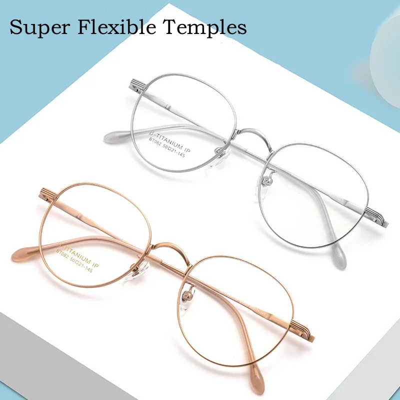نظارات OLLYMURS الجديدة خفيفة للغاية وعالية الجودة من التيتانيوم النقي للرجال بإطار نظارات طبية بصرية مزخرفة دائرية للنساء
