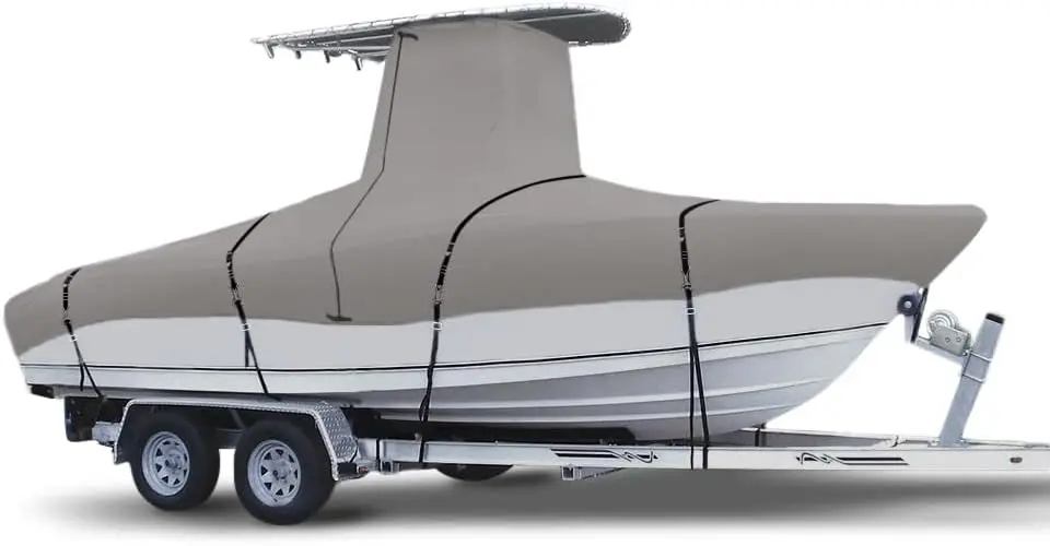 

900D Marine Grade Fade and Tear Resistant T-Top Boat Cover，Heavy-Duty Waterproof and UV-Proof Boat Storage Cove