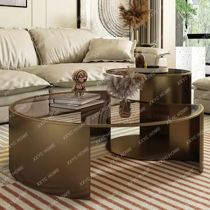 

light luxury size combination glass edge few modern simple small apartment high and low combination