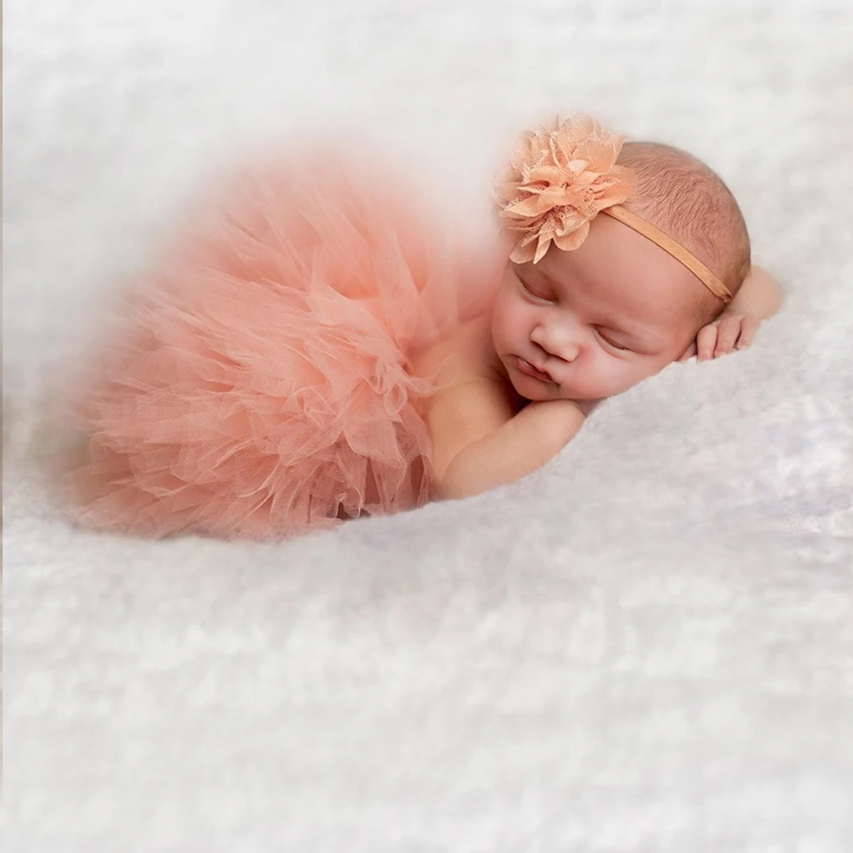 Ylsteed Newborn Photography Outfits Girl Handmade Infant Tutu Skirt with Flower Headband Princess Clothes Baby Girl Photo Props