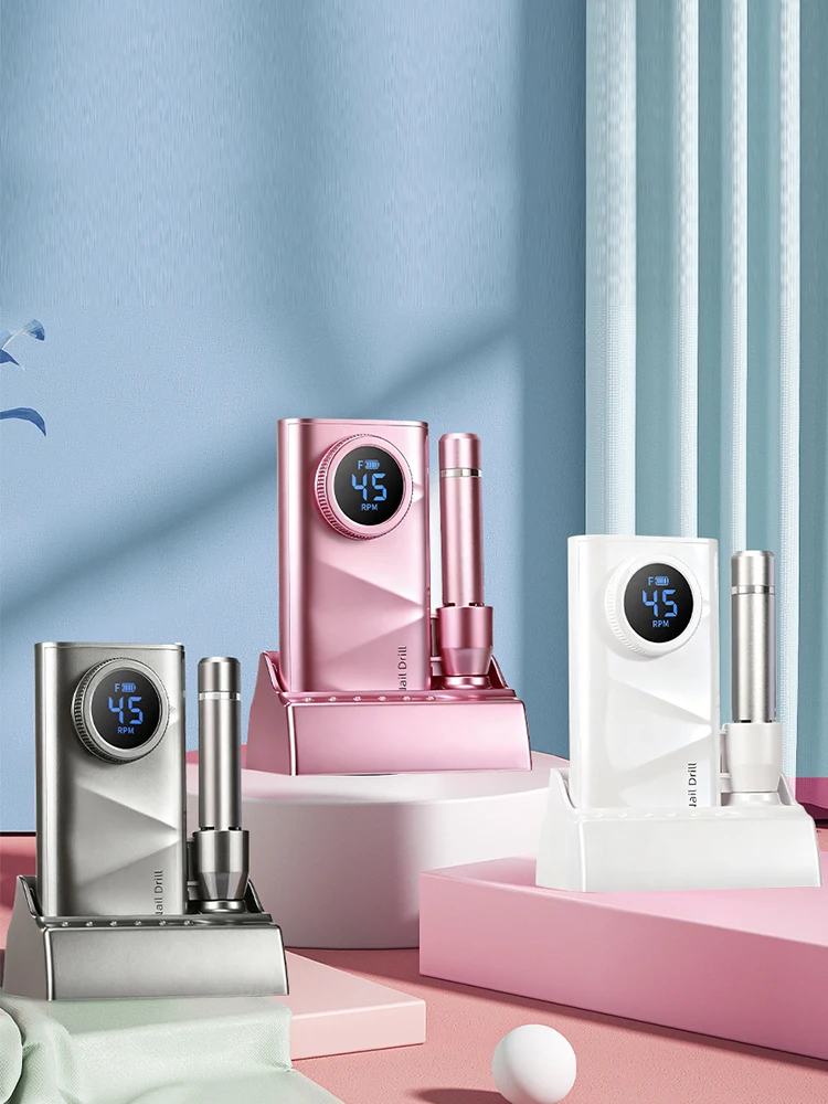 ماكينة حفر الأظافر اللاسلكية القابلة لإعادة الشحن عالية السرعة 45000 دورة في الدقيقة لمحترفين الأظافر والمبتدئين، تستخدم في الصالون والمنزل #2