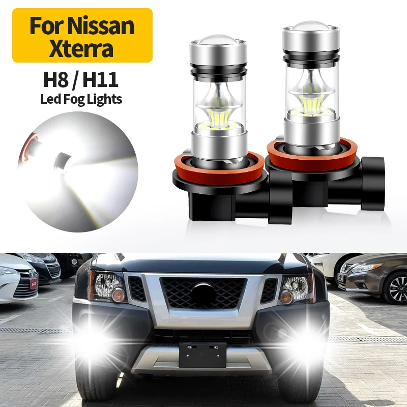 2pcs 12V LED 100W Bright White H8 H11 H16(JP) Car Fog Light Bulbs LED Lamp Bulb For Nissan Xterra 2005-2015 2006 Car Accessories