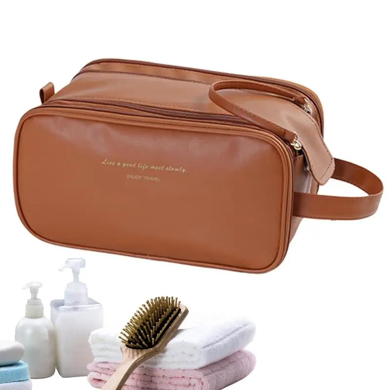 Bolsa de cosméticos de viaje para mujer, estuche de maquillaje impermeable, organizador de maquillaje con asa, bolsa de cosméticos de viaje grande