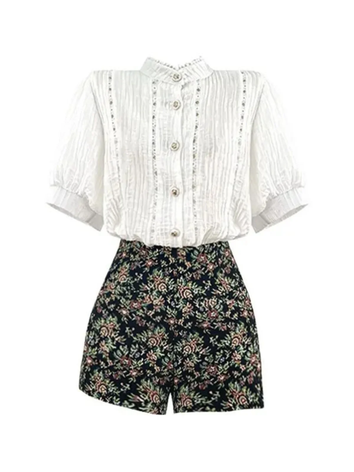 

Ele Hollow out ort Sve irt And orts Women's Summer Two Piece Set plus Size Faionable And MM Little Fra...