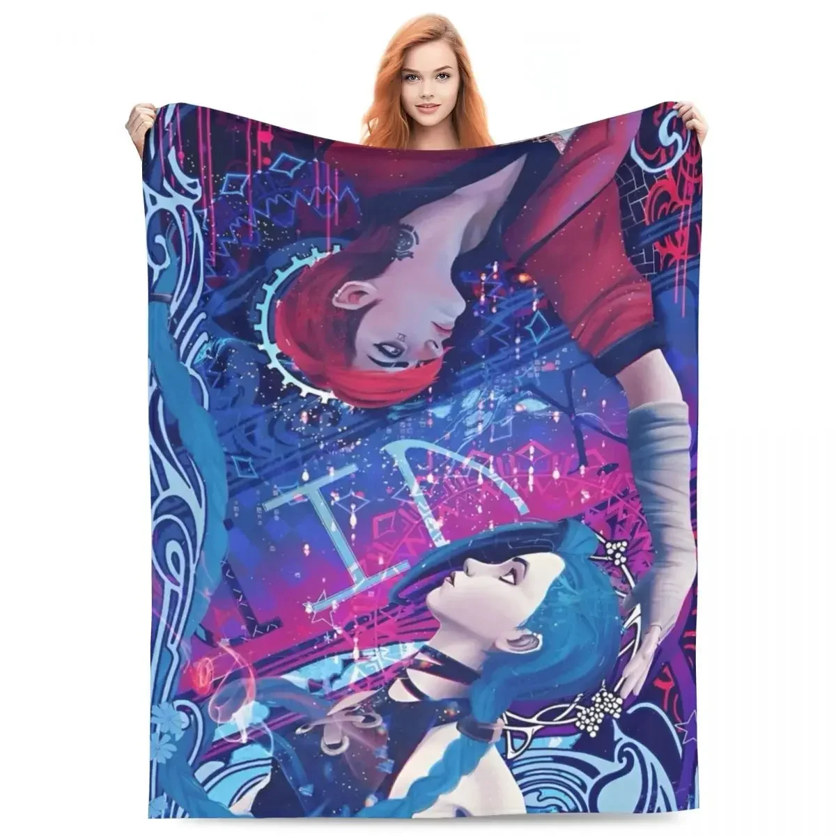 Arcane Vi Jinx BaoBao Blanket  Flannel Funny Warm Throw Blankets for Home Textile Decor