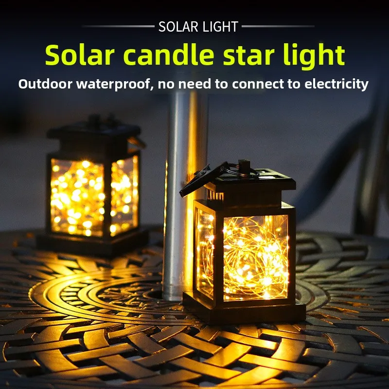 Olar Palace Lantern Outdoor Solar Lights Lawn Landscape Hanging Atmosphere Candle Lamp Floor Yard Garden Decor