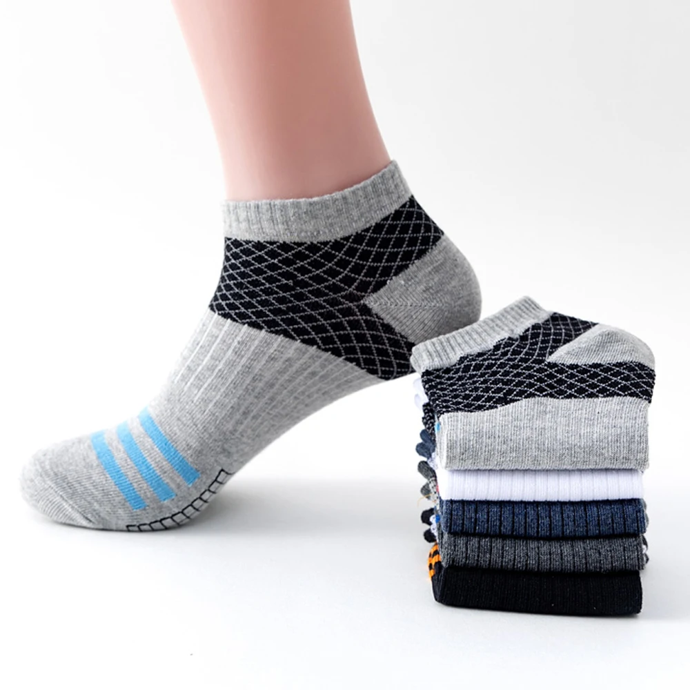 5 Paar Nieuwe Zomer Katoenen Herensokken Korte Dunne Casual Mesh Ademende Bootsokken Mode Comfortabele Enkel Sport Sockke Cadeau