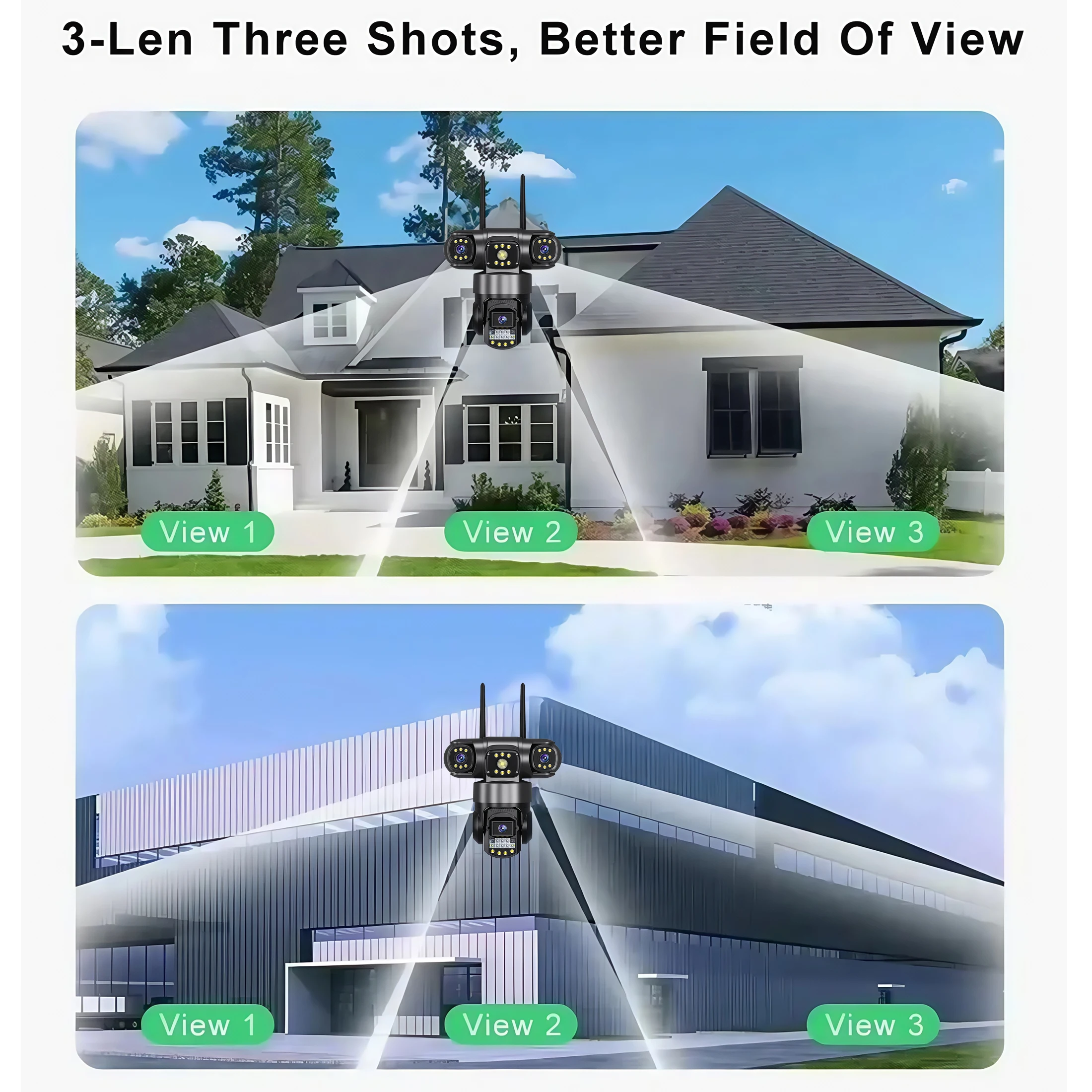 كاميرا مراقبة SIM 15MP 4G ثلاثية العدسات شاشات ثلاثية IP66 خارجية عالية الدقة للرؤية الليلية في الهواء الطلق كاميرا أمان IP WiFi V380 Pro #2