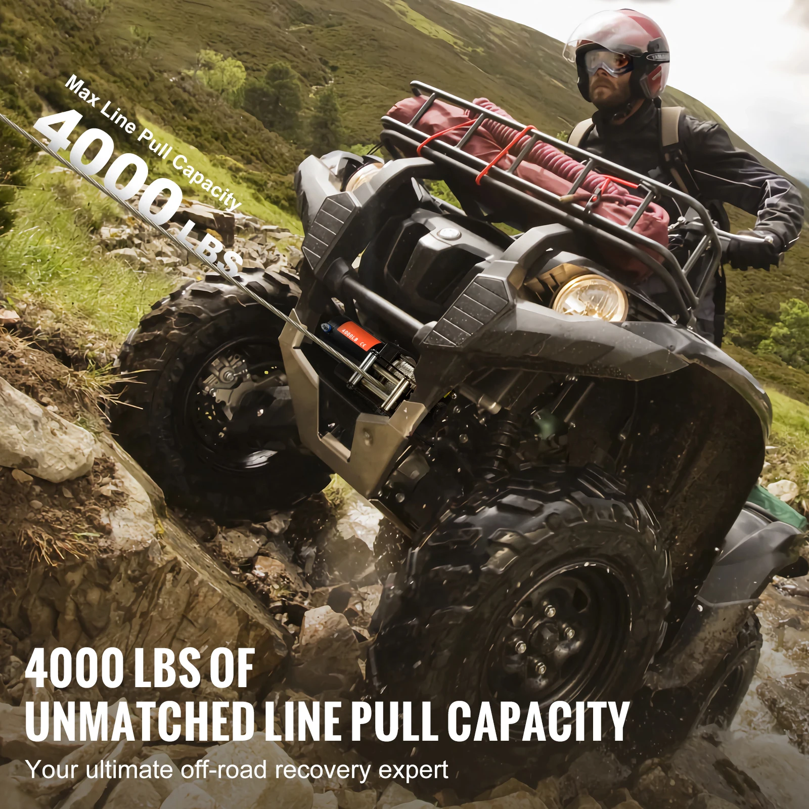 SucceBuy 4000lbs Electric Winch with 39ft 7 Strands Steel Cable Wireless & Wired Remote Control ATV/UTV Winch for Truck Towing