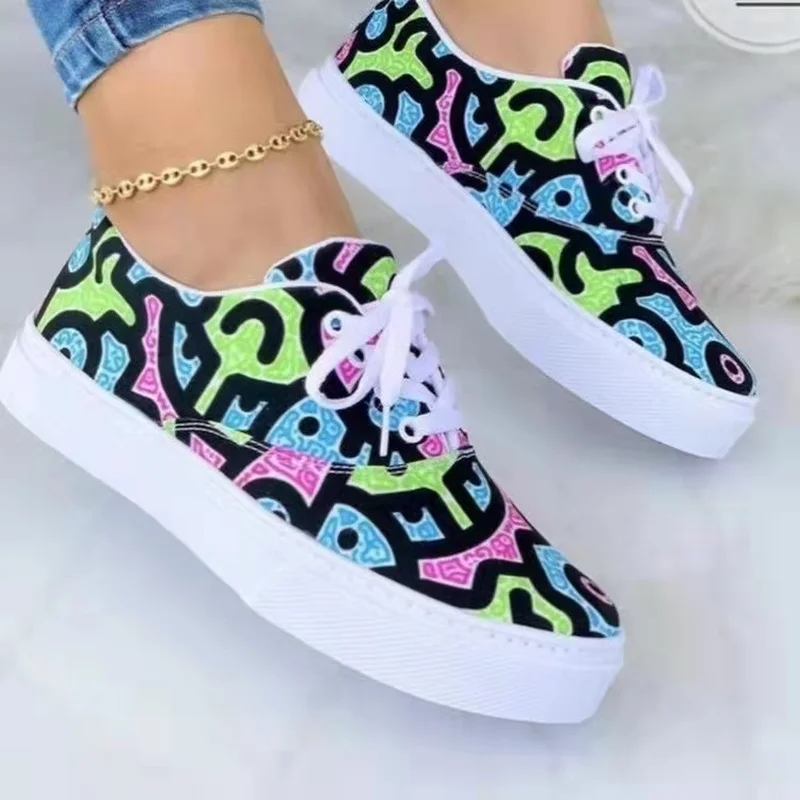 Women Sneakers Canvas Shoes Lace Up Casual Shoes Woman Flats White Shoes Candy Color Breathable Shoes Ladies Espadrilles