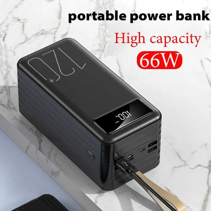 66W 120000mAh Large Capacity Portable Charger Ultra-Fast Charging External Battery Power Bank for iPhone Huawei Power Bank