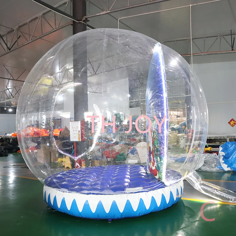 snel luchtschip tot deur, commercieel transparant PVC bubbelhuis, menselijk formaat 3m grote opblaasbare sneeuwbol voor Kerstmis