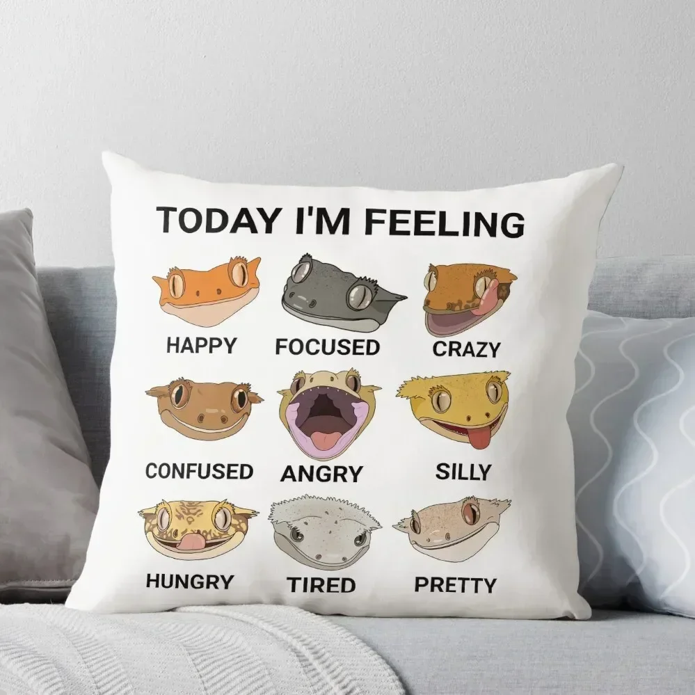 

Today I'm feeling... Crested gecko Throw Pillow pillow pillowcase pillows decor home pillow