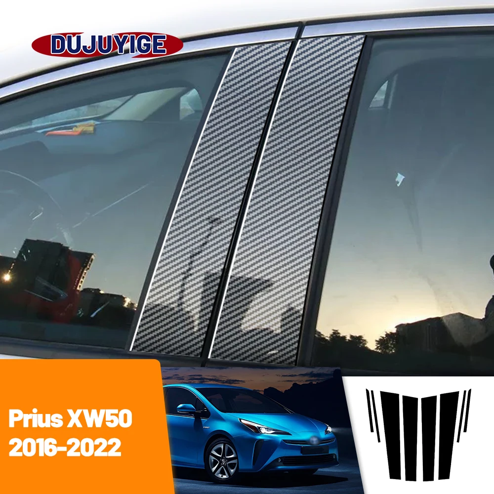 

For Toyota Prius XW50 2016-2022 2017 2018 2019 2020 2021 Carbon Fiber Window Door Column Deal B C Pillar Post Cover Trim Sticker