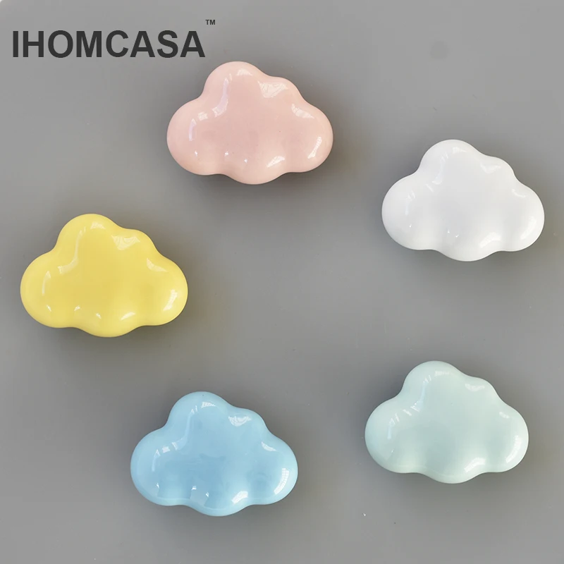 IHOMCASA Ceramic Handle  Furniture Drawer Handles Cupboard Wardrobe Door Knob Cloud And Stars Cabinet Pulls Wholesale