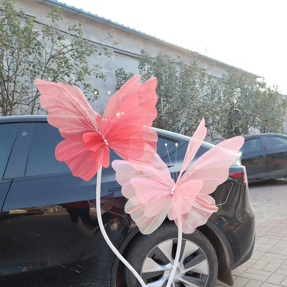 50cm Silk Yarn Artificial Butterfly Mariage Decor Wedding Party Outdoor Holiday Decoration Display Giant Gauze Fake Butterfly