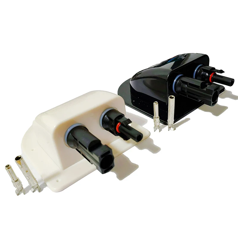New Solar Panel Double Hole Wire Cable Entry Gland Sealing Box Curved Cable Connector Waterproof For RV Caravan