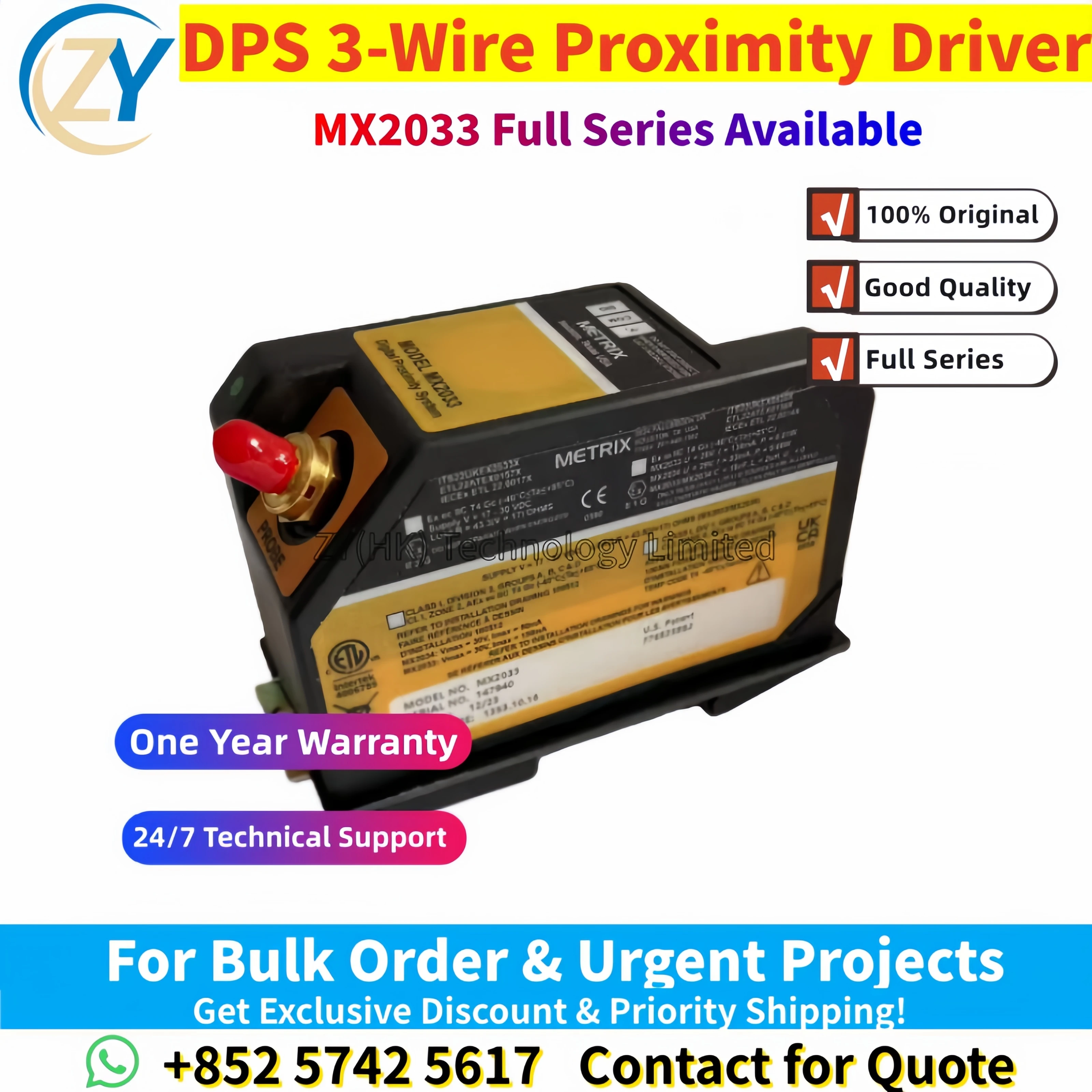 100% Original MX2033 MX2033-01-08-09-00 Metrix DPS 3-Wire Proximity Driver Industrial Machinery Monitoring Brand New