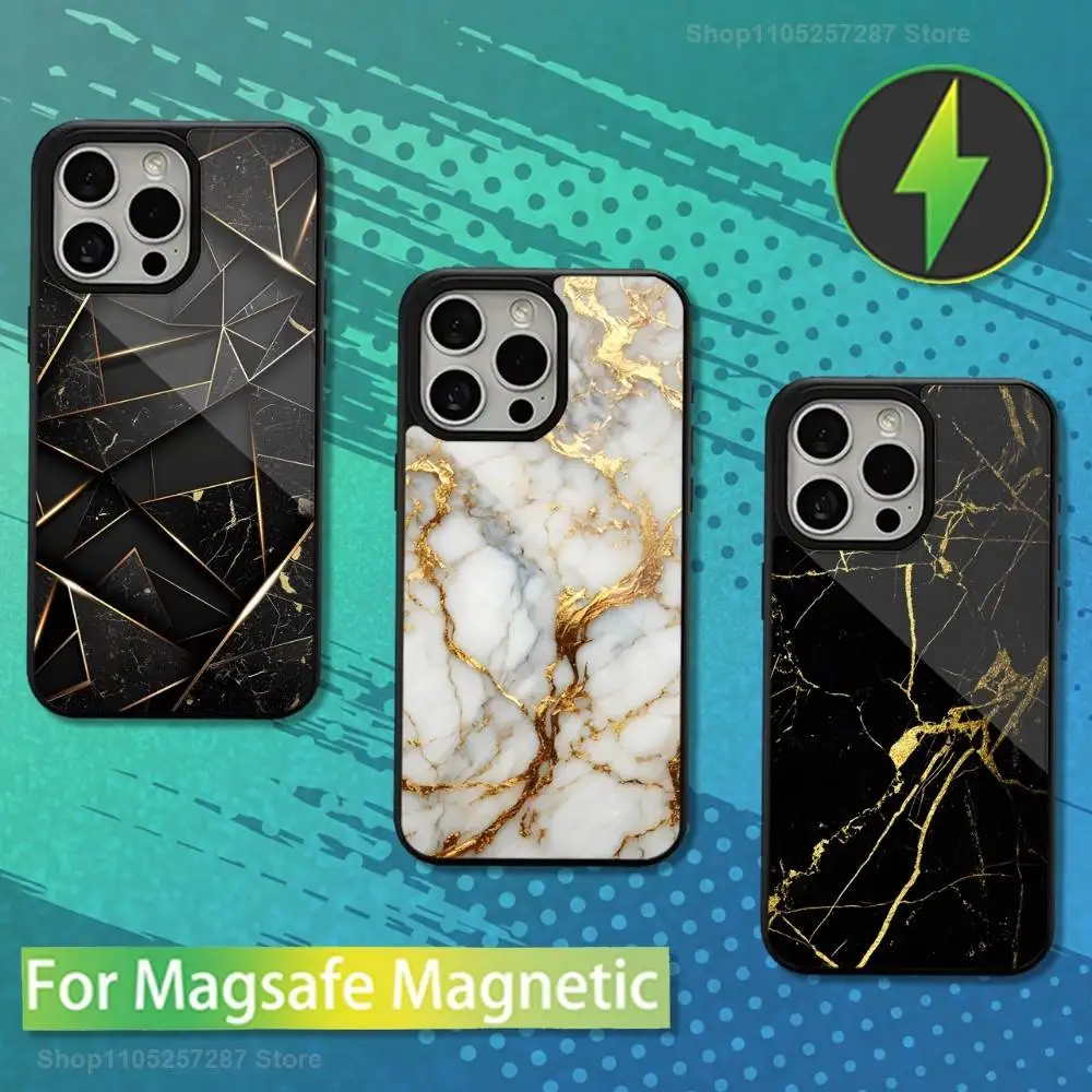 

Cool Marble Art Black Gold Phone Case For iPhone 13,12,11,16,15,17,14,Pro,Max,Plus,Mini, For Magsafe,Magnetic Wireless Charging