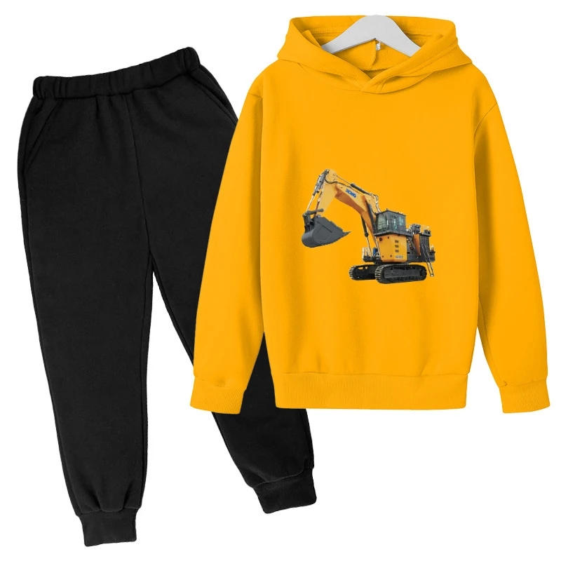 excavator print kids Hoodies children Fashion New Popular Personality Hoodie boy hoodie sets digger print Sweatshirts