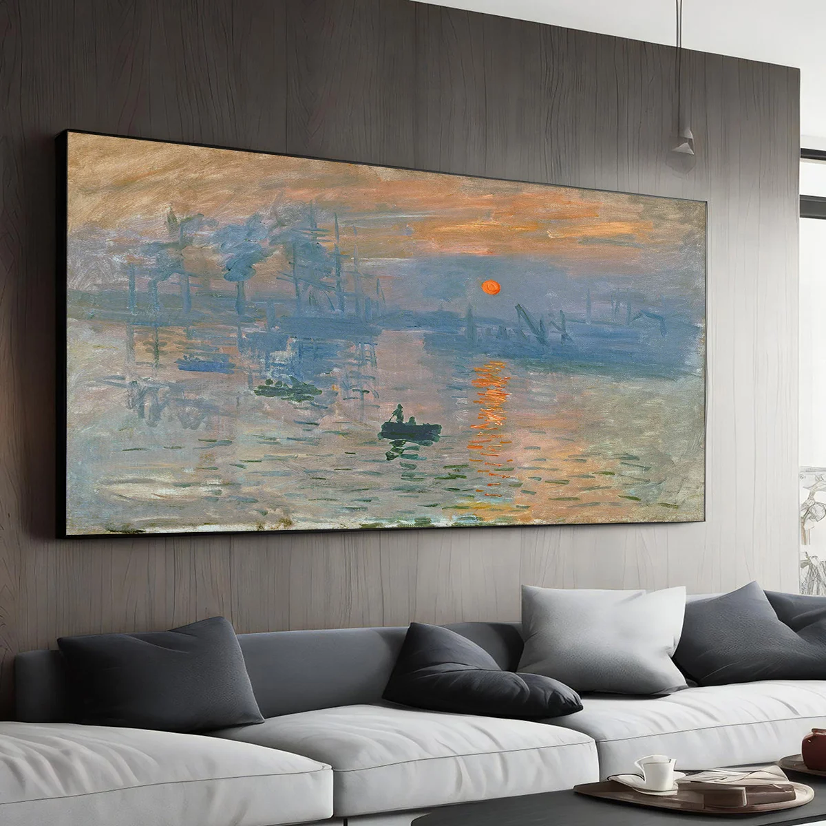 2D مسطح 1 قطعة شروق الشمس الانطباعي غير المؤطر - كلود - مونيه - ملصق قماش، الانطباعية - فن - نمط قماش جدار الفن، الفن