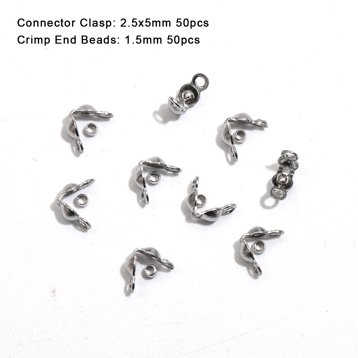 100 stks/partij Rvs Vergulde Connector Sluiting Crimp End Kralen Voor Armband Ketting Kettingen DIY Sieraden Maken Levert
